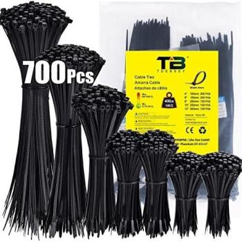 Black Plastic Zip Ties 700 Pack