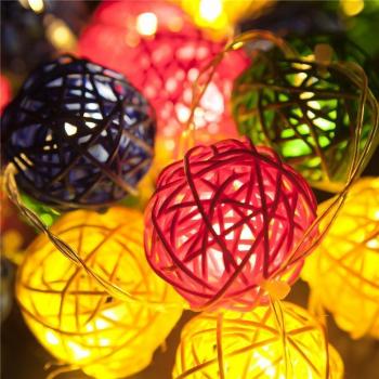 Samoleus Rattan Solar Lichterkette, 20 LEDs 4.8M 2 Modi Außenbeleuchtung wasserdicht für Gärten und Häuser