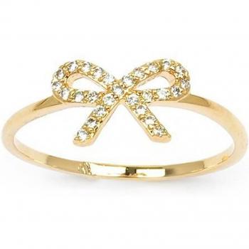 Bague Plaqué Or 'Noeud Romantique' doré blanc