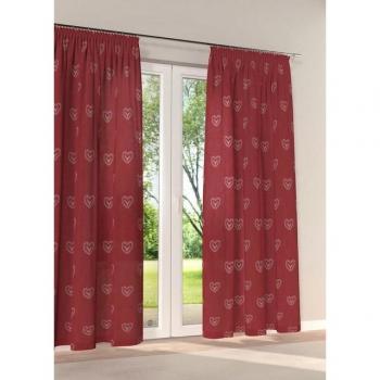 Plauener Gardine Hirsch, Größe 3, rot, B:130cm H:175cm