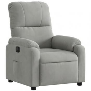 Fauteuil Relaxation Électrique Dossier et Repose-pied Réglables, Gris Clair Tissu Microfibre