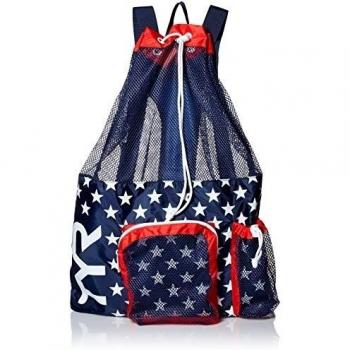TYR Big Mesh Mummy Rucksack 40L für Schwimmer blau/rot