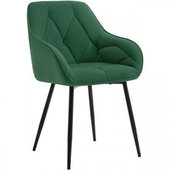 Asiento de estudio verde oscuro, tapizado en terciopelo y estructura metálica – Woltu
