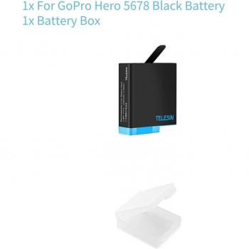 TELESIN GoPro Battery and Charger with LED Light for Hero 5 6 7 8 9 10