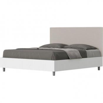 Cama con almacenamiento 160x190 fresno blanco y cabecero gris