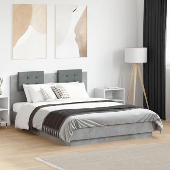 Día y Noche Cama con cabecero madera de ingeniería gris hormigón 120x190 cm