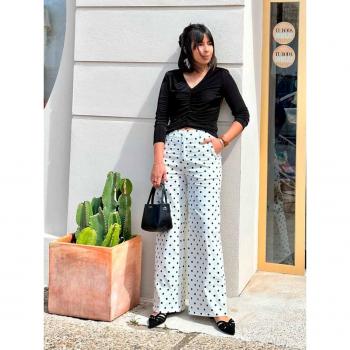 Jeans recto lunares bianchi e neri XL
