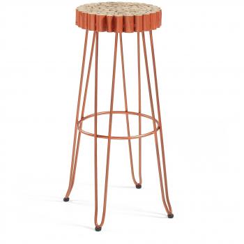 Premium Teak Bar Stool with Copper Details by Evento