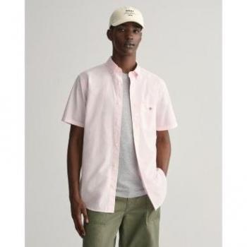 Camisa Gant para Hombre Rosa Popelina Manga Corta Regular Fit