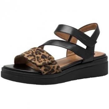 Sandalias Tamaris 88705 Piel Negra Tacón Bajo Cuña Antideslizante