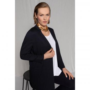 Blazer Donna Ulla Popken 50 Blu Poliestere/Viscosa con Schiena Rilassata e Bande per l’Arricciatura