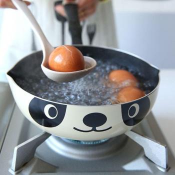 Kleiner Panda-Wok 20 cm – japanisch gestaltet, Alu‑Pfanne ohne Stock, niedlicher Panda‑Print