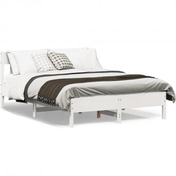 Cama de pino blanco 120x200 cm con cabecero