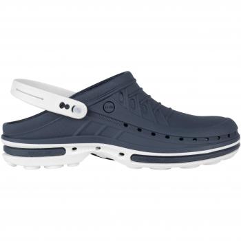 WOCK Clog, Fersenriemen, Steri-Tech Einlage, für Damen und Herren, Weiß/Marineblau, steril, mit Zitronenaroma