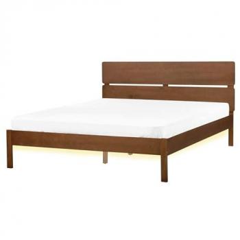 Lit Double En Bois Clair Avec Led 160 X 200 Cm Boisset