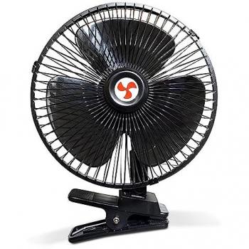 Mini Ventilador Ergonómico para Coches, Camiones y Furgonetas 12V-24V, 8 Pulgadas, Silencioso, Tamaño 12x22 cm