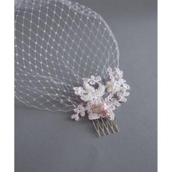 Blush lace fascinator