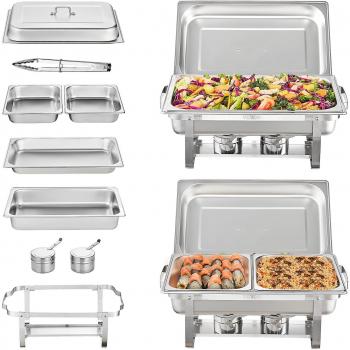 Calentador de Buffet Vevor con 2 Bacs y 4 Sartenes