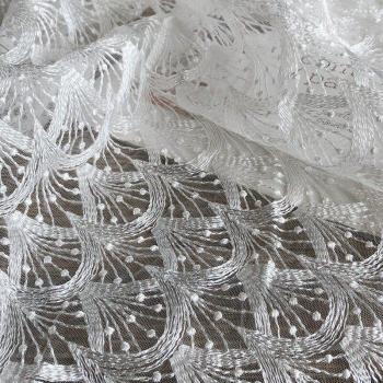 140x100cm White Lace Fabric Patch for Wedding Dress DIY Headdress Scarf Veil Embroidered Applique Curtain Cover