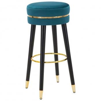 Tabouret de bar Paris Bleu Doré Noir