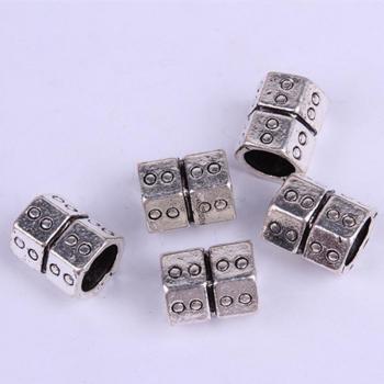 10 Uds puños de trenza Dreadlock tibetanas plata 6/8MM