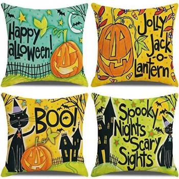 Laxeuoy Autumn Cat Pumpkin Decorative Pillow Case