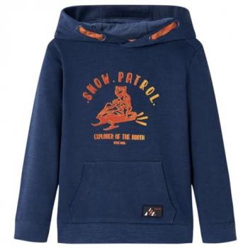 Sudadera con Capucha para Niños Azul Marino y Naranja 104, Ropa Infantil de Manga Larga con Bolsillo y Gorro