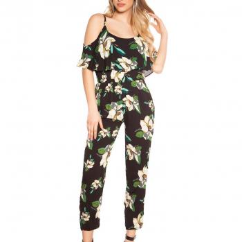 Cold Shoulder Jumpsuit „Koucla“ – Blumiger Coachella‑Edition L/XL