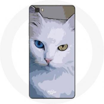 Coque Huawei P8 Lite avec Motif Chat Turc Yeux Bleus Jaunes