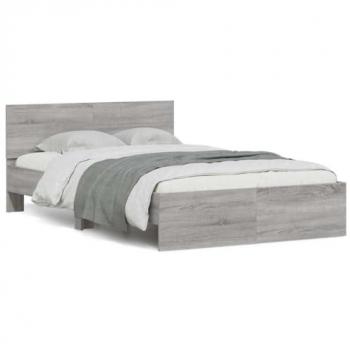 Modern Grey Sonoma LED Bed Frame with Headboard 140x200 cm