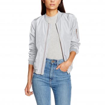 Chaqueta Corto ONLY Onllinea de Nylon para Mujer, Gris, Talla 42