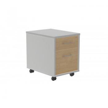 Cajonera Buck Móvil con 1 Cajón y Carpeteo Aluminio/Roble