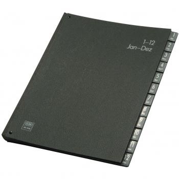 ELBA 400001021 Schubladenordner Hartpappe 320 g/m² – 12 Tabs, Jan.–Dez., 12 schwarze F
