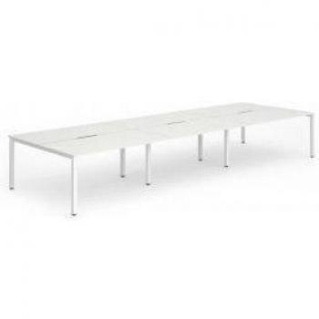 Evolve Plus 1200mm Back to Back 6 Person Desk with White Top and White Frame