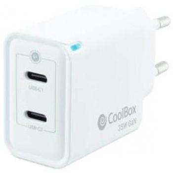 Coolbox Chargeur Mural GaN 35W USB‑C/USB‑C Rapide – Compact – Double Port U – Neuf