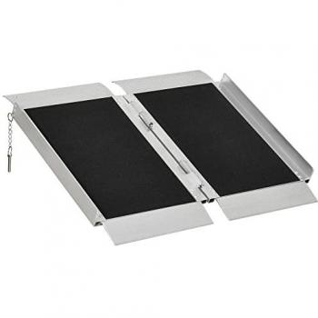Rampe pliante pour fauteuil roulant Homcom, antidérapante, bordures de sécurité, 272 kg, 65 × 74 cm – aluminium noir