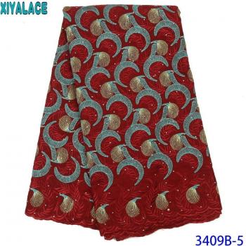 Frische Schweizer Gaze-Spitze aus Schweiz hergestelltem Baumwollstoff mit Stickerei für Nähteile KS3409B