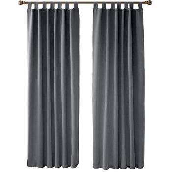 Deconovo Gardinen Blickdicht, 210x140 cm, Hellgrau, 2er Set