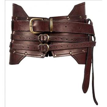 Accesorio de Cinturón Vikingo de Cuero y Metal para Adultos