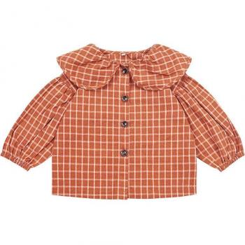 Frühling Herbst Nette Puppe Kragen Plaid Mädchenlangarm-Hemd – Relaxed Basic Shirt