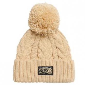 Superdry Bonnet a Maglia Trecciata Ecru