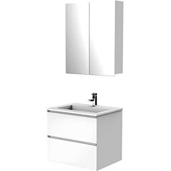 Meuble à suspendre blanc mat Ondée 60 cm
