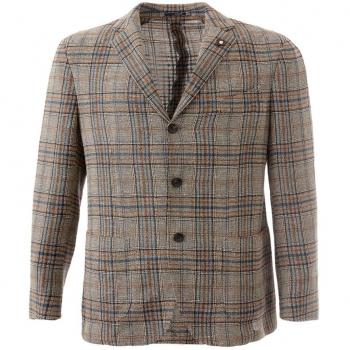 Lardini Beige Multicolor Linen Blazer