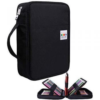 Ovakia Large Zippered Pencil Case for Students and Artists, Holds 220 Colored or 200 Gel Pens, Made of Waterproof Nylon