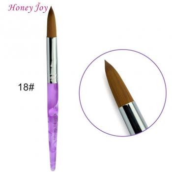 Pinceaux de dessin Nail Art acrylique, cheveux fins, taille #14/16/18/20, poignée violette