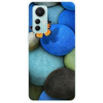 Coque silicone imprimée papillon galet bleu