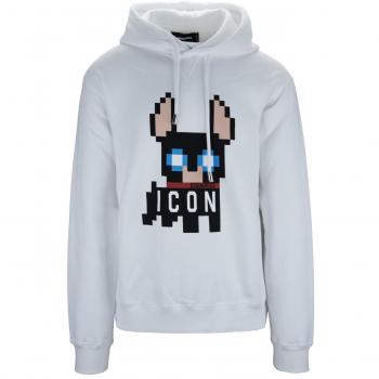 DSQUARED2 L White Hooded Print Sweatshirt