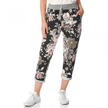 Pantalon croisé stretch noir avec détail en dentelle