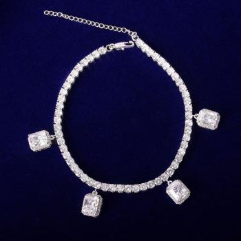 Bijou de cheville en or avec chaîne Tennis et cristaux