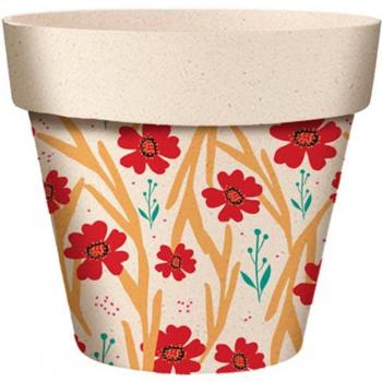 Lily's Heritage Bamboo Flower Planter (Red/Beige) – A2049